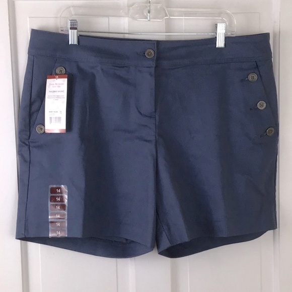Isaac Mizrahi Tailored Shorts Size 14 Blue 5" Inseam Cotton Blend NWT - Picture 1 of 7